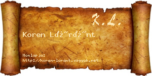 Koren Lóránt névjegykártya